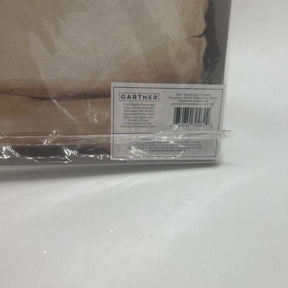 Gartner Studios Burgandy Scroll Stationery Paper 100ct Item 70463 - Picture 6 of 6